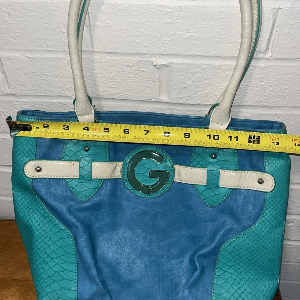 Vintage G By GUESS Blue & Teal Snakeskin G Logo Bag Purse‎ Handbag Y2K
